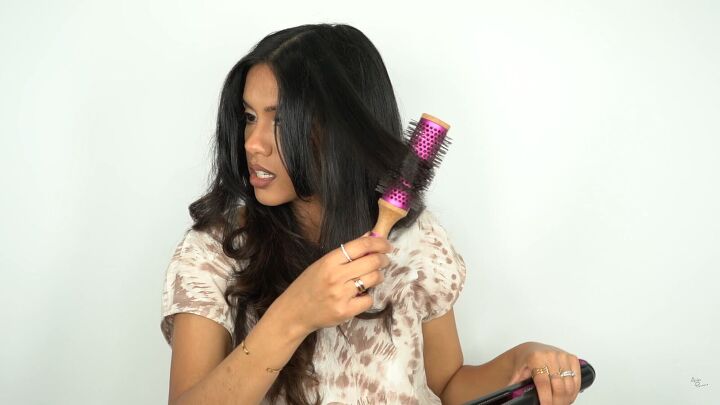 flat iron hack super easy at home faux blowout, Curling hair away from the face