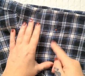 how to upcycle an old plaid shirt into a cute ruffle top, Planning the sleeves