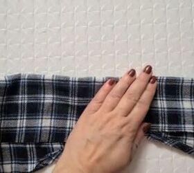 how to upcycle an old plaid shirt into a cute ruffle top, Preparing strip