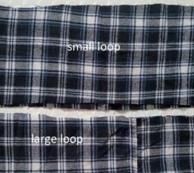 how to upcycle an old plaid shirt into a cute ruffle top, Small and large loop