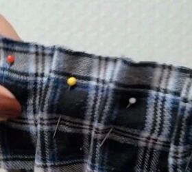 how to upcycle an old plaid shirt into a cute ruffle top, Pin tucks
