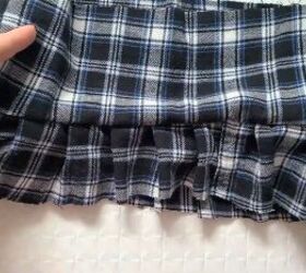 how to upcycle an old plaid shirt into a cute ruffle top, Right side out view