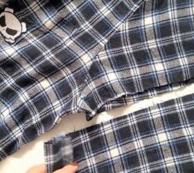 how to upcycle an old plaid shirt into a cute ruffle top, Attaching new sleeves