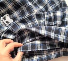 how to upcycle an old plaid shirt into a cute ruffle top, Attaching new sleeves