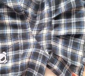 how to upcycle an old plaid shirt into a cute ruffle top, Attached sleeve