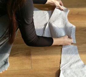 upcycle tutorial make a plunge neckline blouse from old sheets, Cutting out bodice patterns