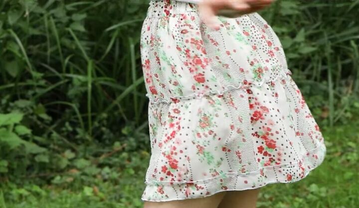 how to sew a simple but super cute layered ruffle skirt, Completed layered ruffle skirt