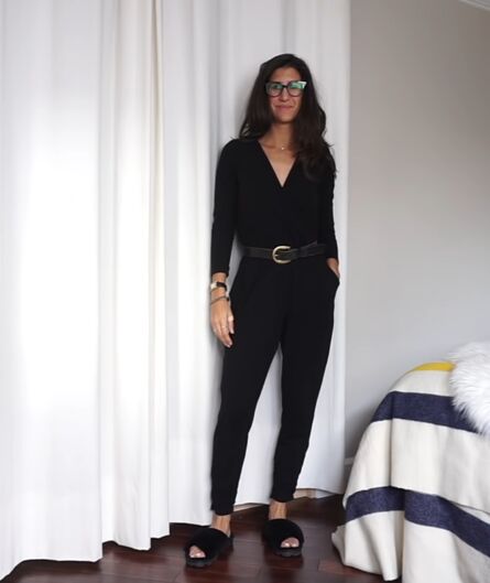 7 comfy but professional work from home outfit ideas, Black jumpsuit