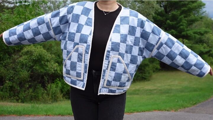 checkerboard jacket sewing tutorial, Finished DIY checkerboard jacket