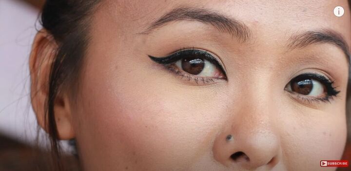 classic and easy black winged eyeliner tutorial, Completed black winged eyeliner look