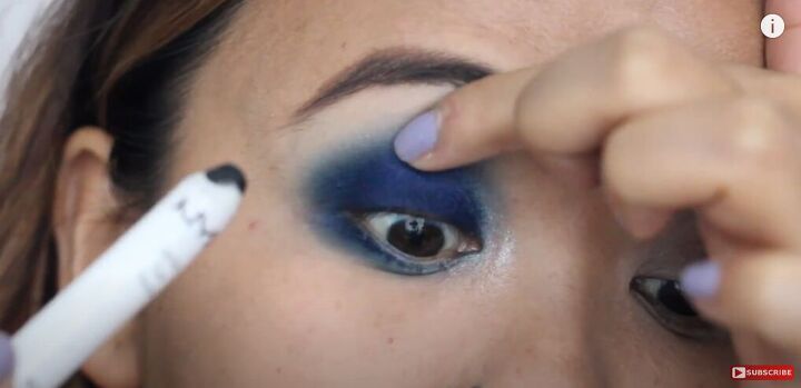 trendy smoky blue eyeshadow tutorial, Tightlining