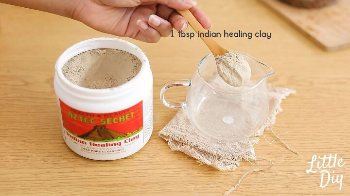 3 diy bentonite clay mask ideas for healthy skin, Adding Indian healing clay to glass jug
