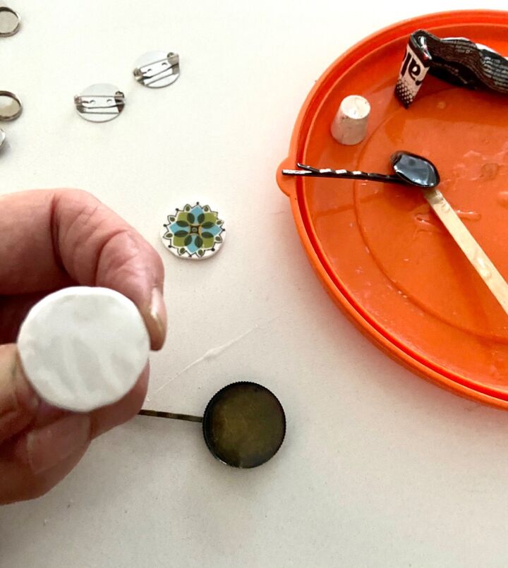 how to create unique vintage ceramic hair grip, Glue ceramic