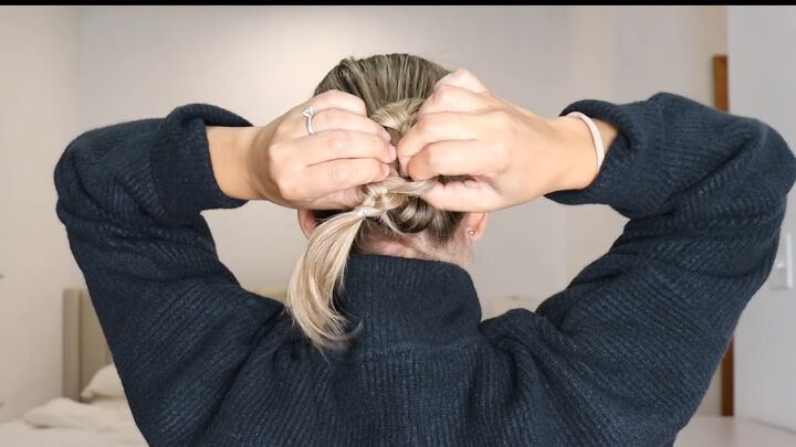 easy braid updo for the holidays, Stretching braid open