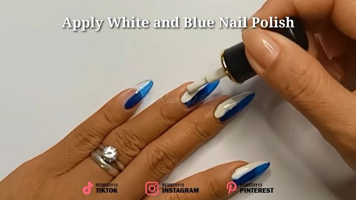 how to diy these trendy and super easy blue swirl nails, Applying nail polish