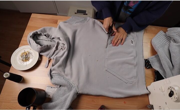 cute and easy ways to upcycle old sweaters, Cutting the sweatshirt