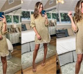 cute and easy ways to upcycle old sweaters, Completed sweater dress
