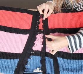 cute and easy ways to upcycle old sweaters, Attaching D ring tape