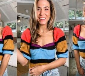 cute and easy ways to upcycle old sweaters, Completed puff sleeve top