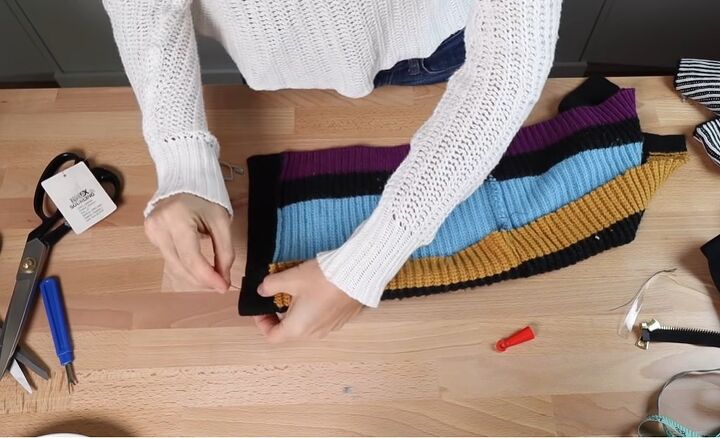 cute and easy ways to upcycle old sweaters, Hemming