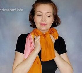 3 fun ways to tie an oblong scarf, Fluffed front style