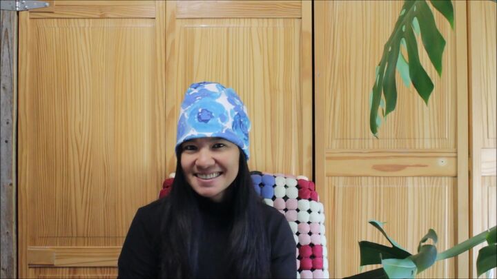 how to sew an easy twist beanie hat, Completed DIY twist beanie