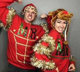 diy ugly christmas sweater ideas for couples, How to make an easy diy ugly Christmas Sweater from Christmas decorations