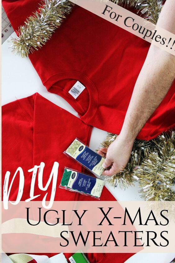 diy ugly christmas sweater ideas for couples, How to make a DIY ugly Christmas Sweater for couples from home decor items
