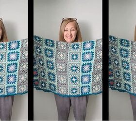 no sew granny square poncho tutorial, Granny square blanket