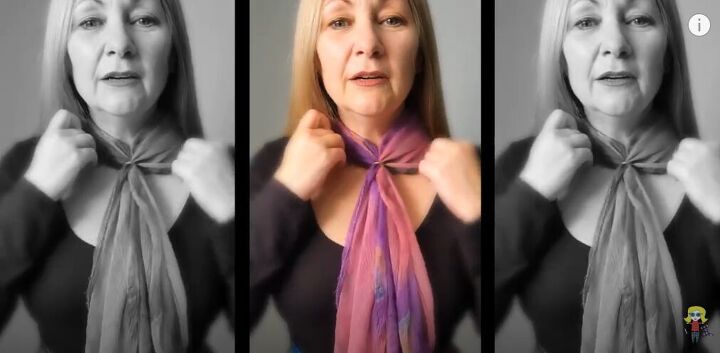 fun and super easy ways to wear a vintage scarf, Ring tie style