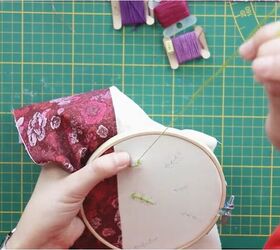 cute christmas gift idea diy makeup bag, Embroidering