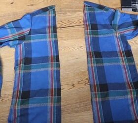 how to upcycle flannels into a super cute new shirt and dress, Cutting the sleeve panels