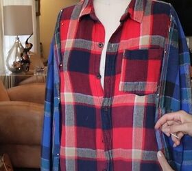 how to upcycle flannels into a super cute new shirt and dress, Joining the pieces