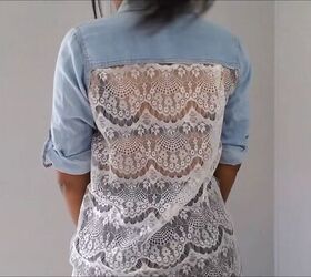 how to diy a super pretty lace back shirt, Completed DIY lace shirt