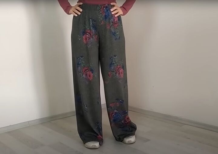 easy palazzo pants pattern step by step sewing tutorial, Completed DIY pants