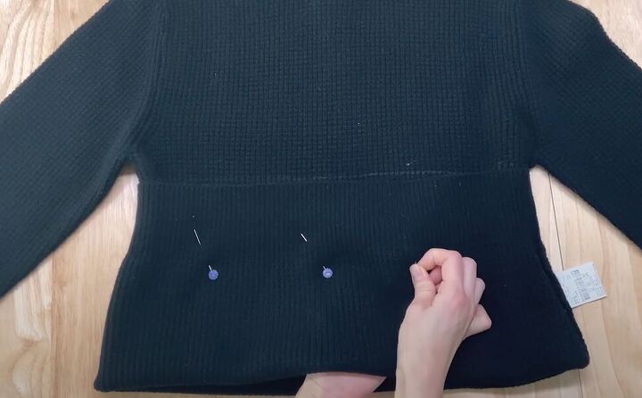 how to diy a super cute midi dress using an old sweater, Disassembling the sweater