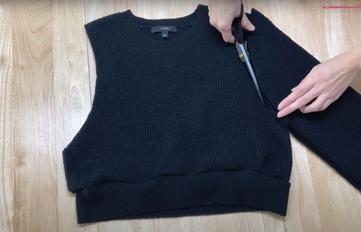 how to diy a super cute midi dress using an old sweater, Disassembling the sweater