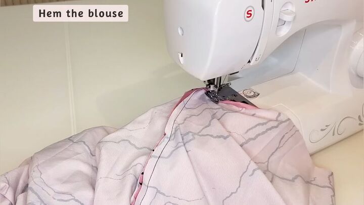 how to sew a super easy and beautiful blouse without a pattern, Hemming the blouse