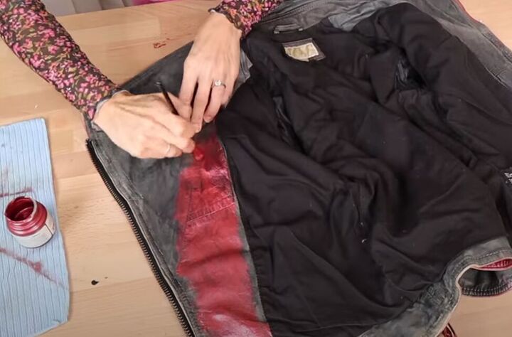 awesome upcycle tutorial diy a super easy metallic leather jacket, Painting the jacket