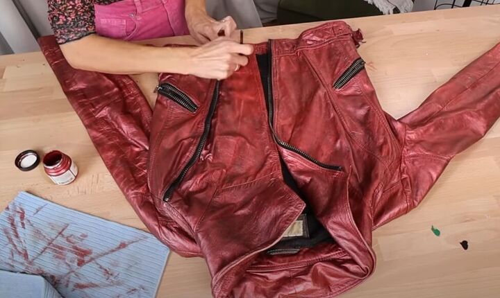 awesome upcycle tutorial diy a super easy metallic leather jacket, Painting the jacket