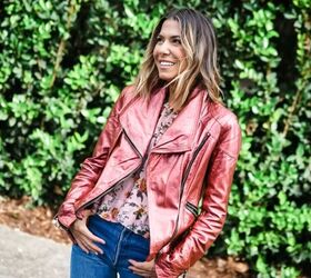awesome upcycle tutorial diy a super easy metallic leather jacket, After photo Completed DIY metallic leather jacket