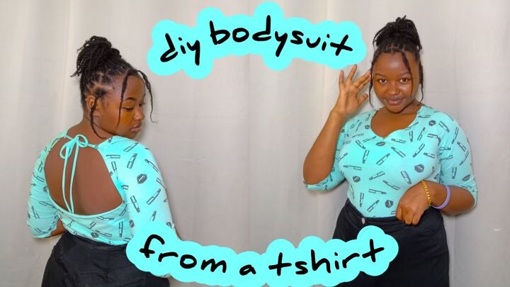 how to upcycle a t shirt into a fabulous bodysuit, Completed DIY t shirt bodysuit