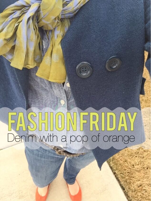 Fashion Friday Navy jacket and a pop of Orange The Style Sisters
