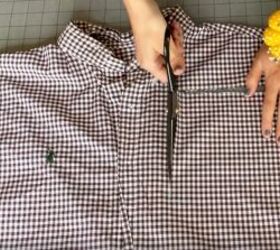 upcycle tutorial impressive shirt to dress diy transformation, Cutting pockets
