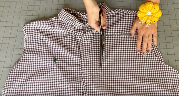 upcycle tutorial impressive shirt to dress diy transformation, Cutting pockets