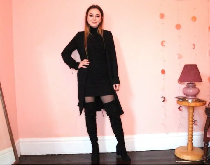 how to style over the knee boots 10 fun outfit ideas, All black outfit