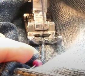 quick and easy tutorial on hemming jeans, Sewing new hem