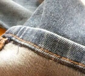 quick and easy tutorial on hemming jeans, Progress shot