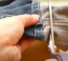 quick and easy tutorial on hemming jeans, Cutting fabric