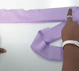 easy sewing tutorial how to diy a scrunchie in 3 different sizes, Folded and pinned fabric